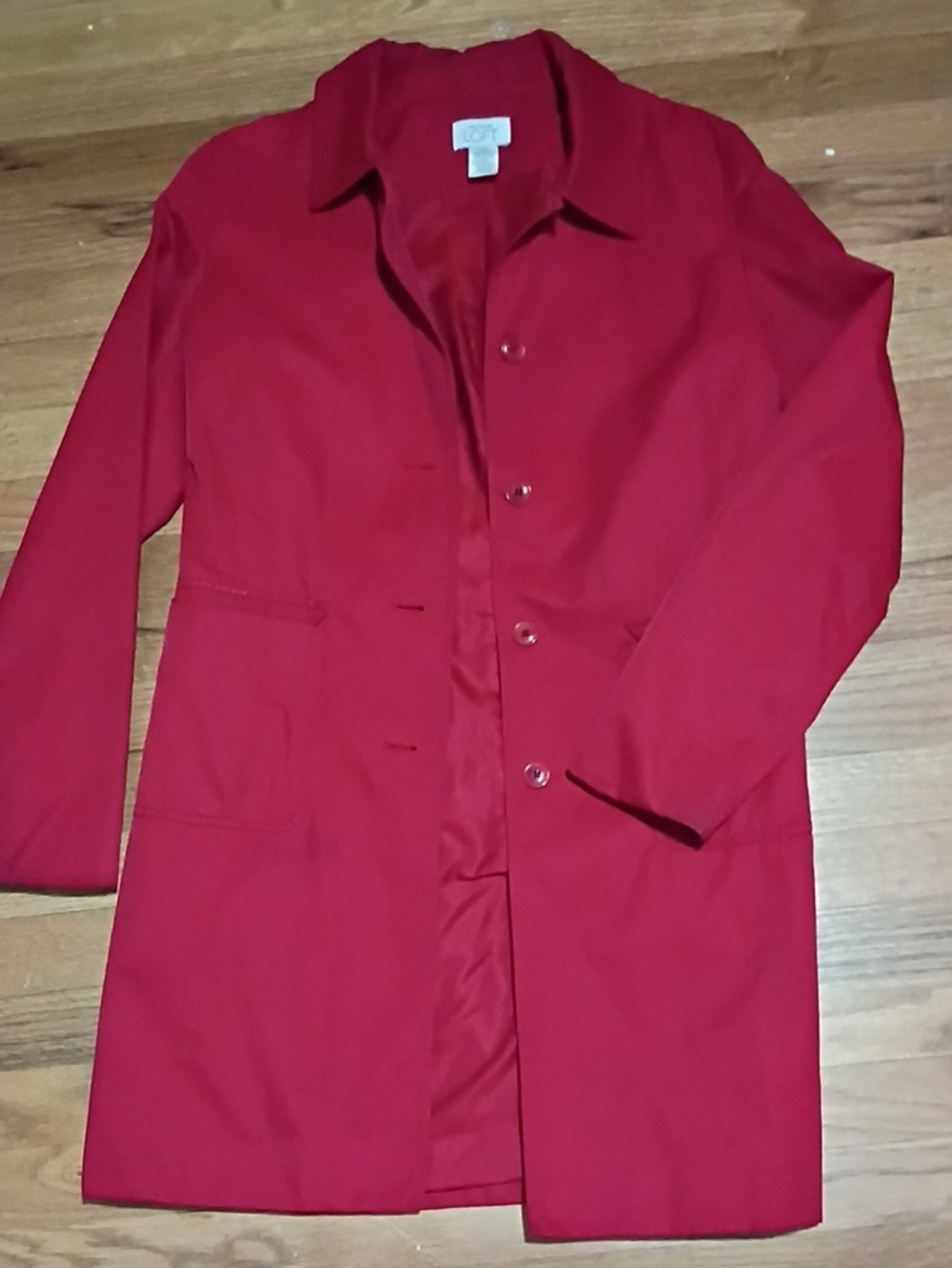 LOFT Size Small Red Single-Breasted Trench Coat